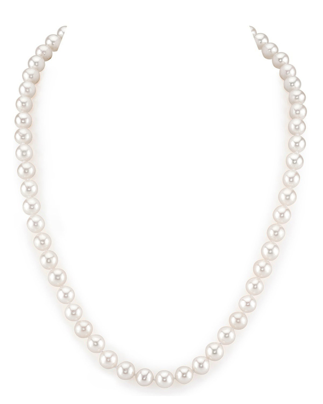 Sterling Silver Necklace 46cm/18in 7-8mm white freshwater pearls 