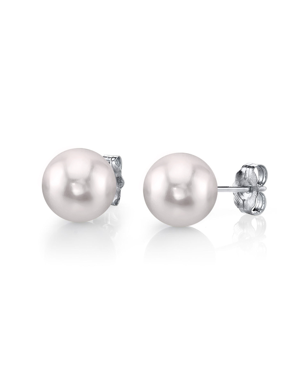 7.0-7.5mm White Akoya Round Pearl Stud Earrings